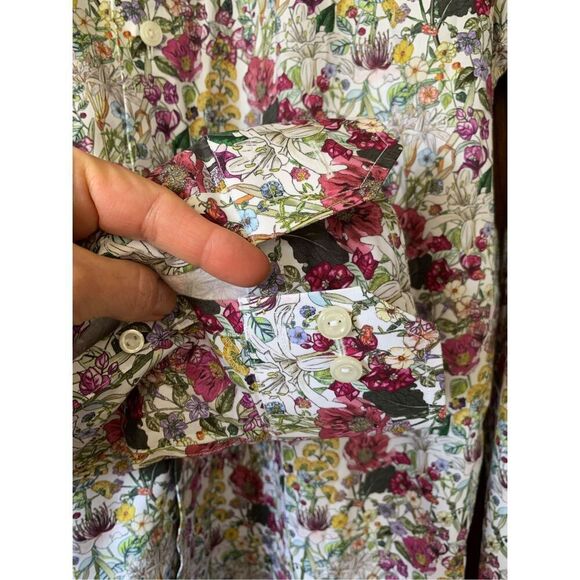 Eton Purple Floral Print Signature Twill Button Shirt‎ Size 16 Slim Fit - Picture 7 of 12
